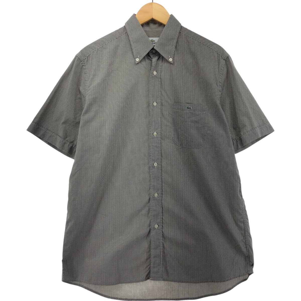 古着 ラコステ LACOSTE 半袖 ボタンダウン チェックシャツ メンズL相当/eaa553863