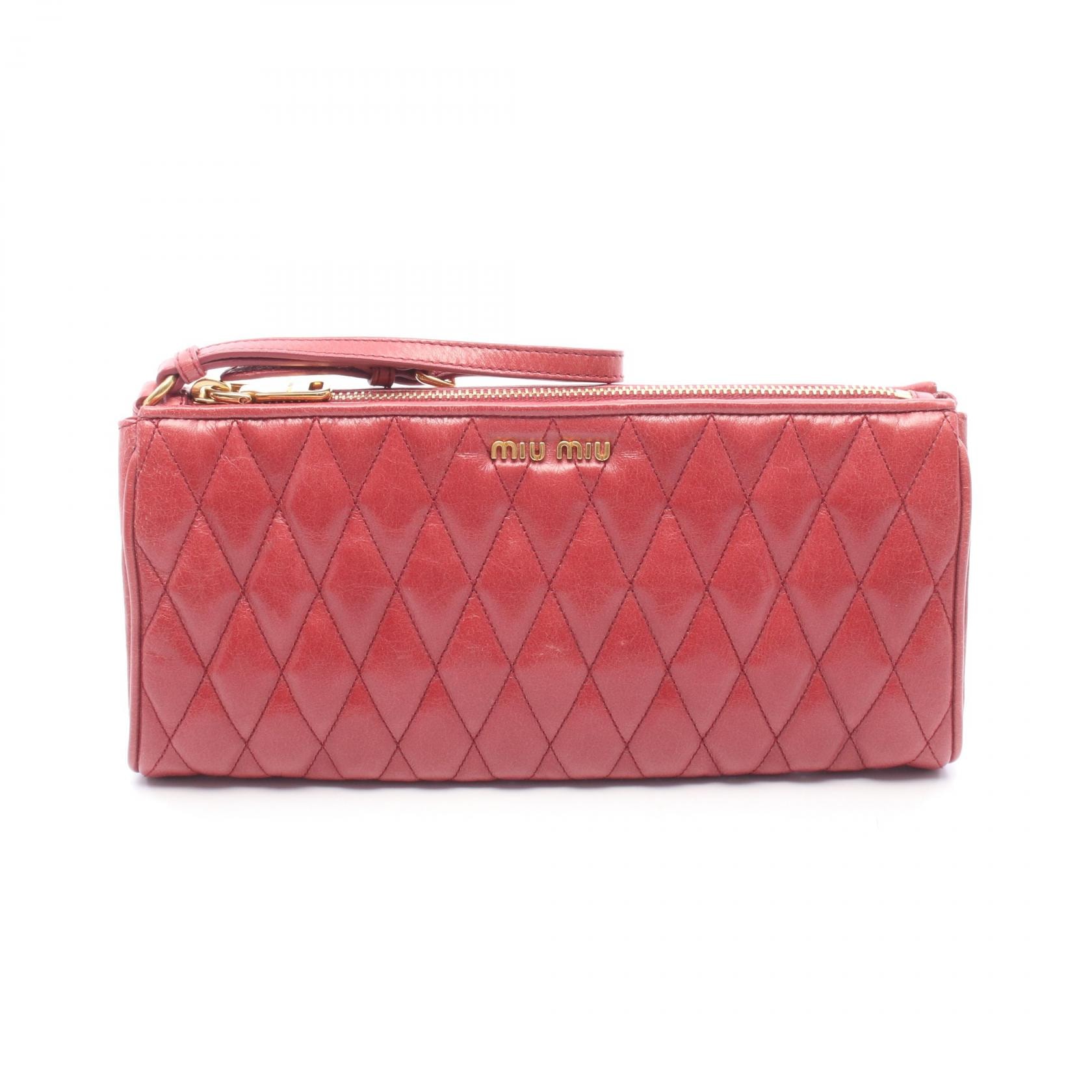 ミュウ ミュウ Miu Miu マテラッセ セカンドバッグ クラッチバッグ バッグ レザー レディース レッド系 【中古】
