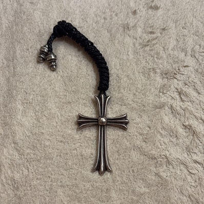 Chrome Hearts Large CH Cross Leather Braid W Bolo Tip Necklace "Black/Silver"