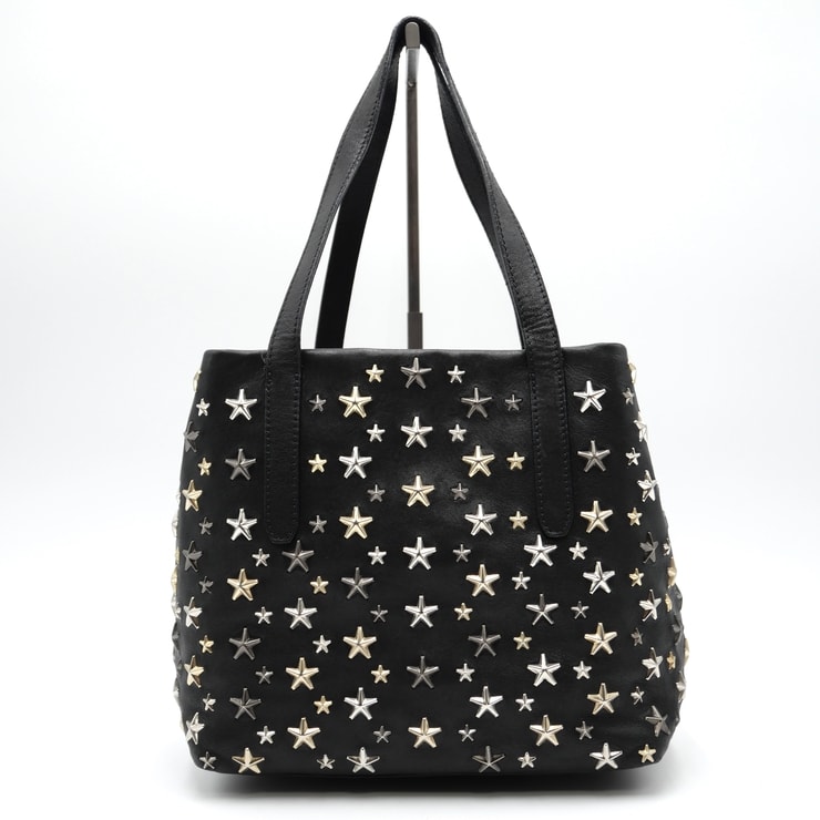 JIMMY CHOO(ジミーチュウ)SOFIA S ソフィアS トートバッグ ショルダーバッグ スタースタッズ ブラック レザー マルチメタル 星型スタッズ 肩掛け レディース【中古】