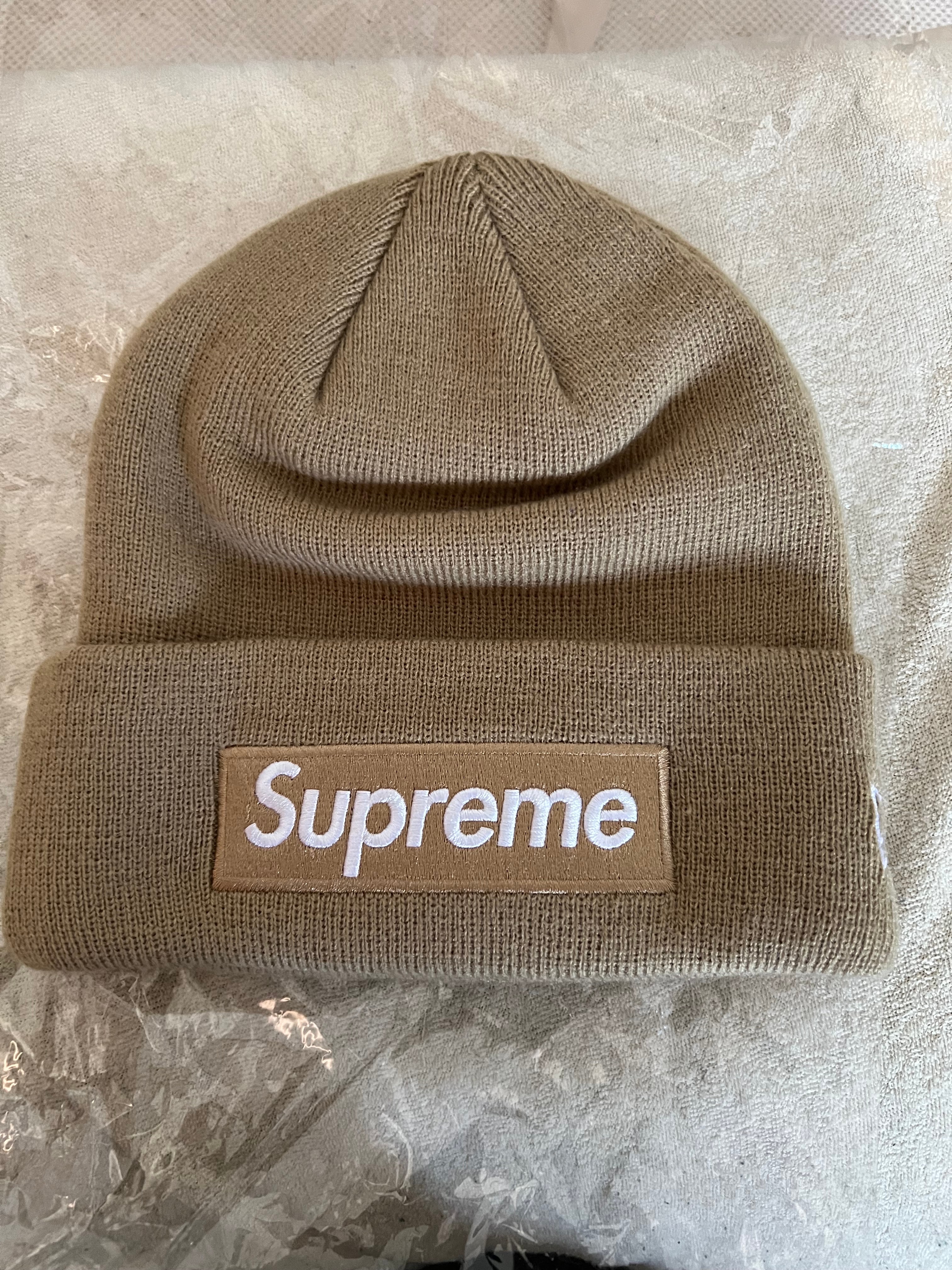 Supreme New Era Box Logo Beanie "Dark Sand" (23FW)