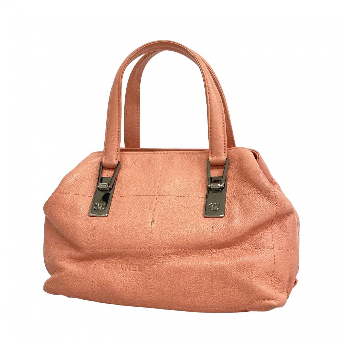★最終価格【6cb2551-k】シャネル ハンドバッグ チョコバー キャビアスキン ピンク シルバー金具【中古】レディース