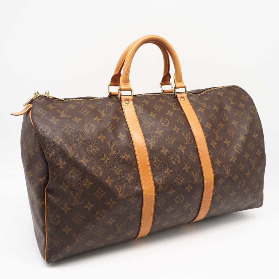 LOUIS VUITTON ルイ・ヴィトン モノグラム キャンバス キーポル 50 M41426 ボストンバッグ ブラウン コーティングキャンバス レザー メンズ