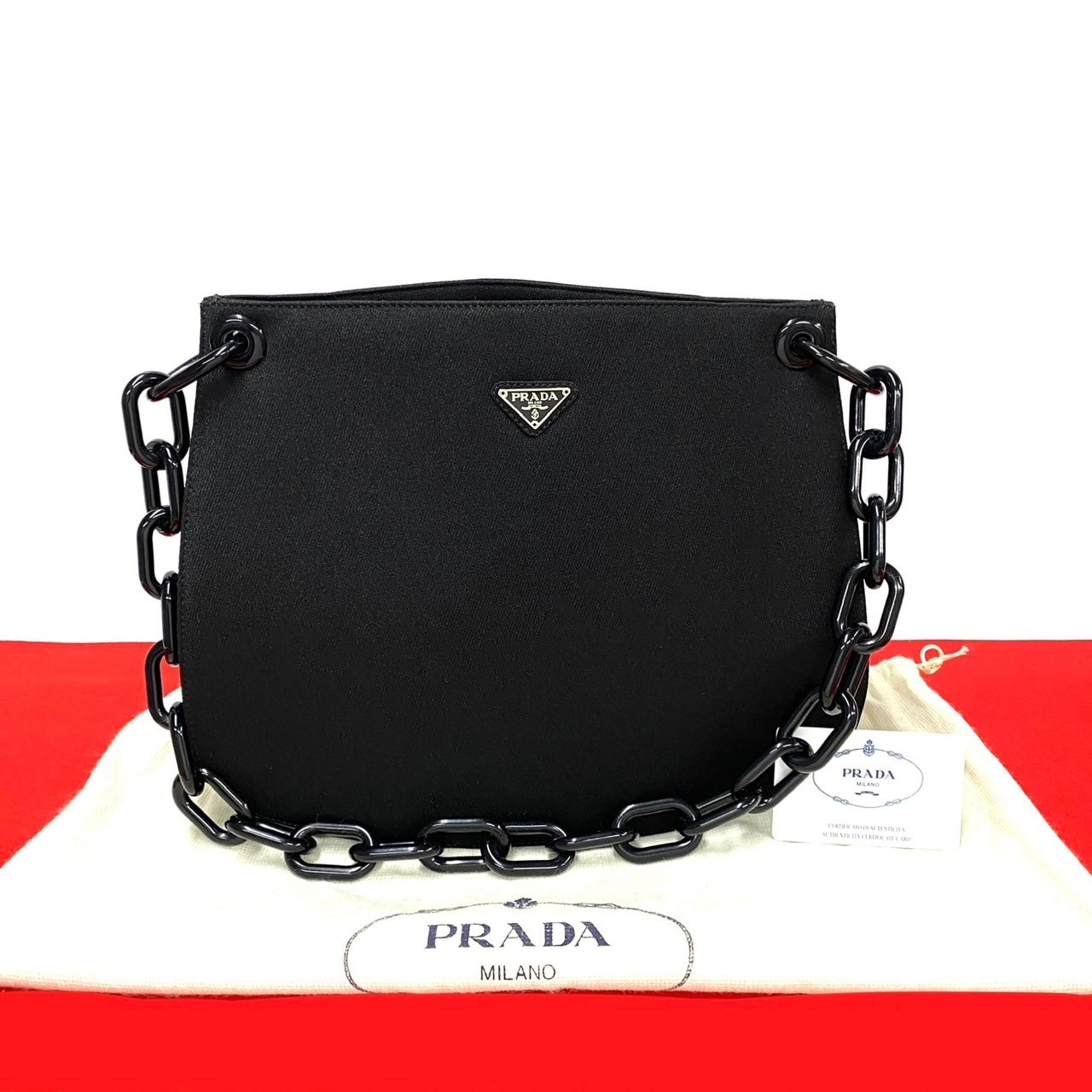 PRADA プラダ プラダ 三角ロゴ キャンバス プラスチック ショルダーバッグ ブラック
35025