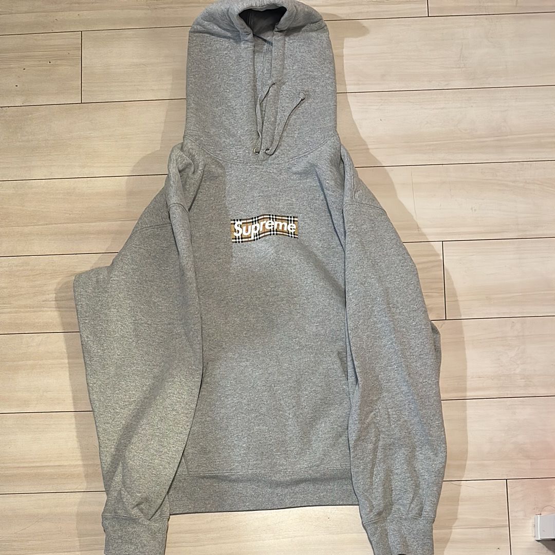 Supreme / Burberry Box Logo Hooded Sweatshirt "Heather Grey"