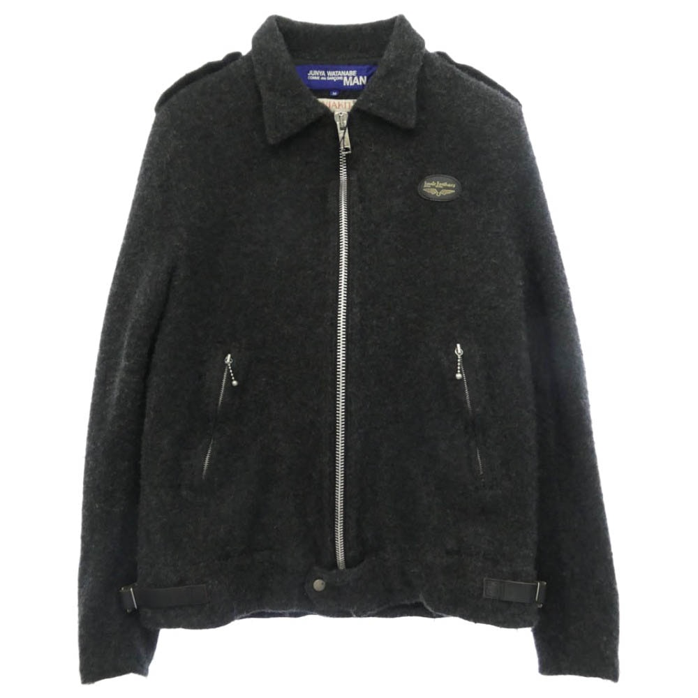 JUNYA WATANABE COMME des GARCONS MAN ジュンヤワタナベコムデギャルソンマン AD2003 WK-J068 × LEWIS LEATHERS ルイスレザー ウール ブークレ 縮絨 シングル ライダース ジャケット 【中古】