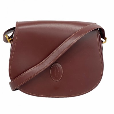 【6dc3406】カルティエ ショルダーバッグ マスト レザー ボルドー ゴールド金具【中古】レディース