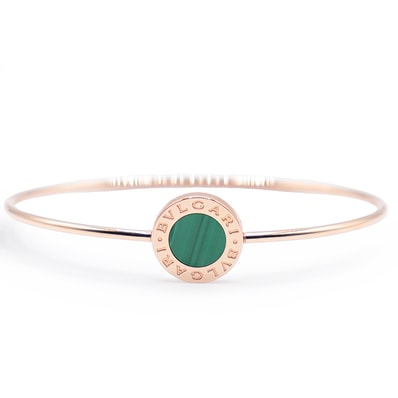 BVLGARI ブルガリ ブルガリブルガリ ブレスレット マラカイト 18金 K18PG ジュエリー ギャランティカード・箱・ケース付属 ピンクゴールド イタリア製 手首周り約15.0cm