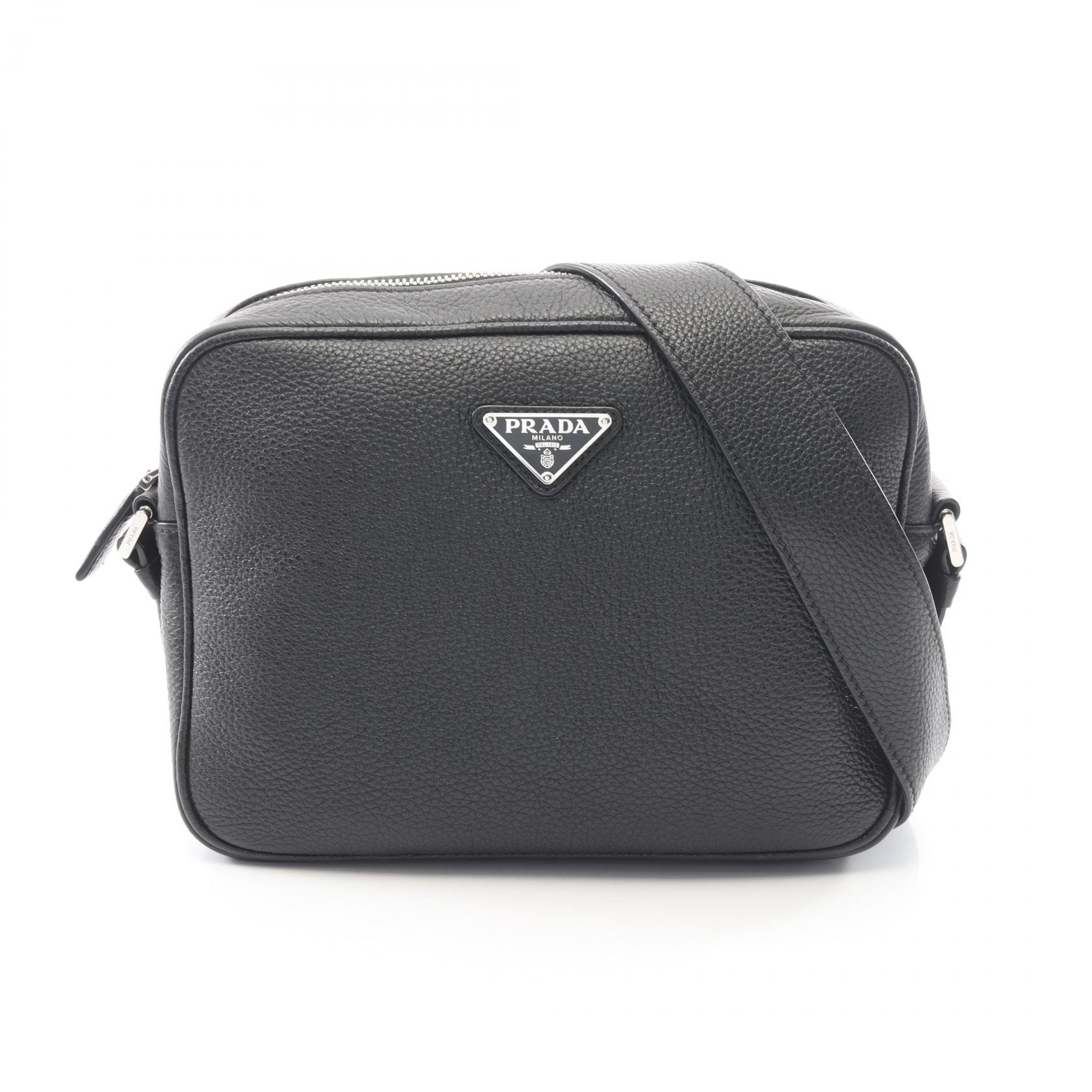 プラダ PRADA トライアングルロゴ ショルダーバッグ バッグ レザー メンズ ブラック系 2VH189 【中古】