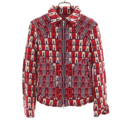 Y's ワイズ 日本製 総柄 ニットジャケット レッド