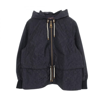 ルイ・ヴィトン LOUIS VUITTON モノグラム フード付き ブルゾン 衣料品 アウター シルク ポリエステル レディース ネイビー系 【中古】