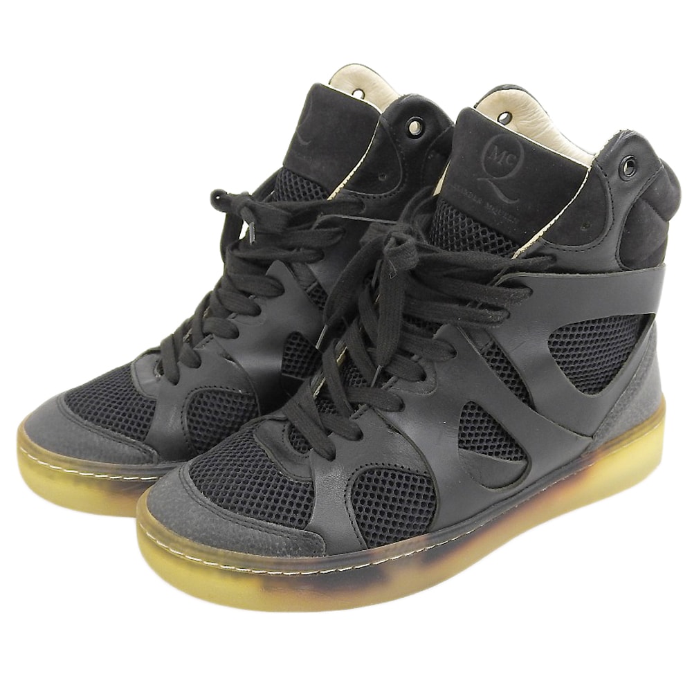 アレキサンダーマックイーン ×puma レザー ハイカット スニーカー シューズ レディース 黒 ブラック 23cm 4(UK)