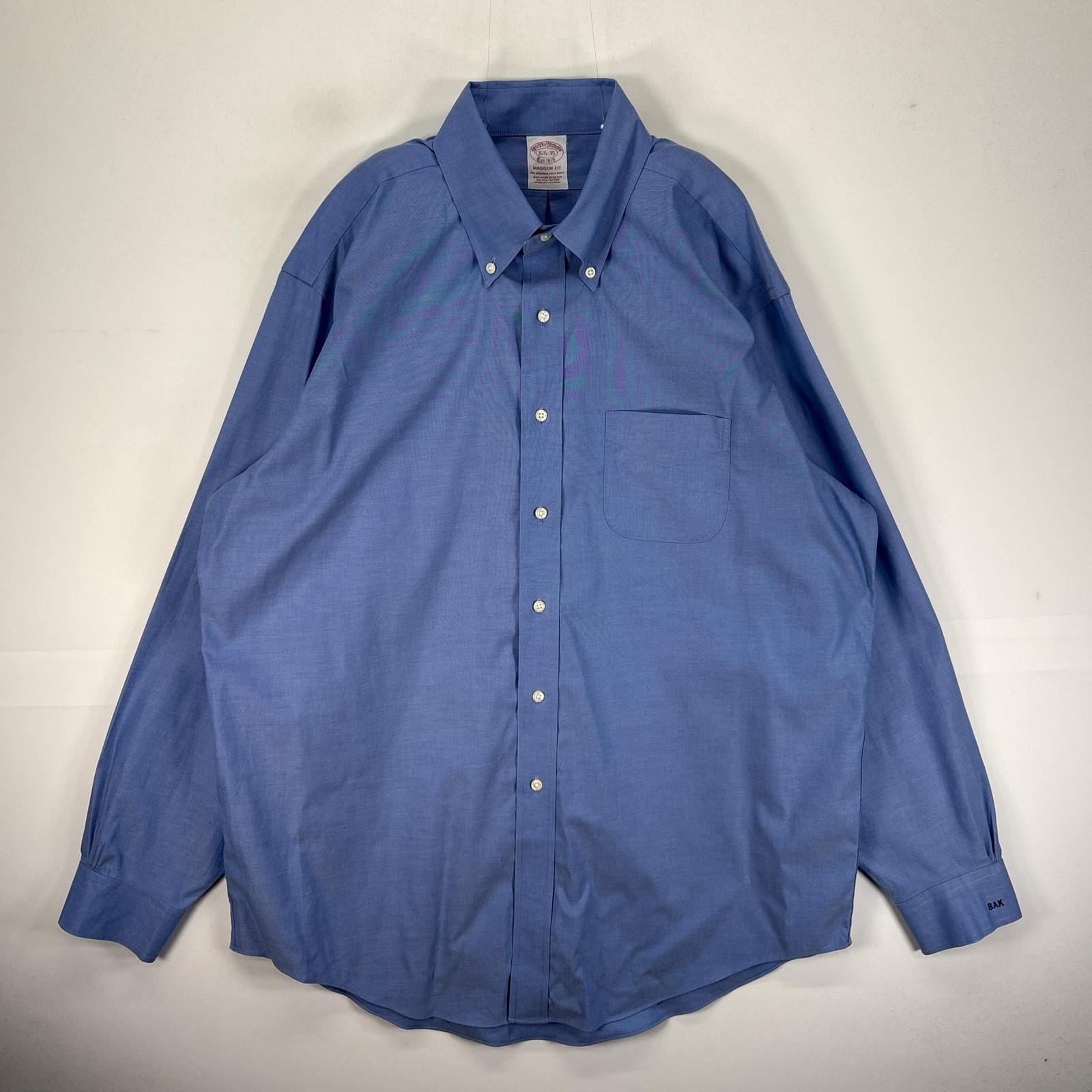 古着 ブルックスブラザーズ Brooks Brothers 長袖シャツ BD 胸ポケ 1818 L  ブルー系 無地 メンズ