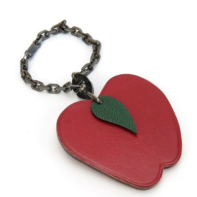 【中古】 エルメス バッグチャーム りんご フルーツ レザー シルバー925 レッド シルバー金具 アクセサリー レディース 女性 HERMES