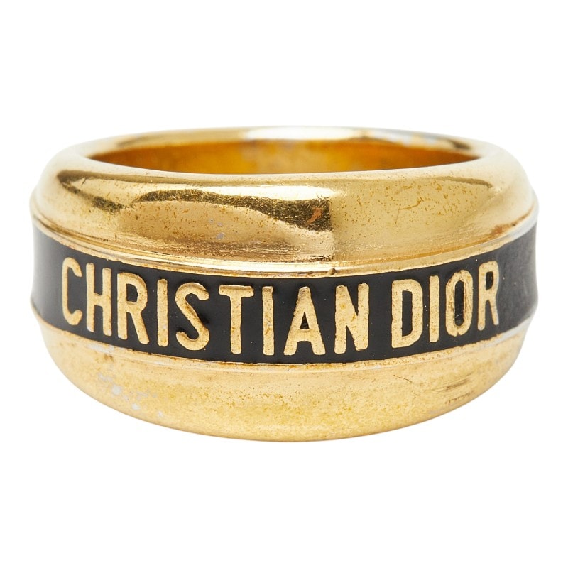 Dior ロゴ入りリング 金色メッキ C (やや傷や汚れあり)】ディオール ロゴ コード リング 指輪 #M