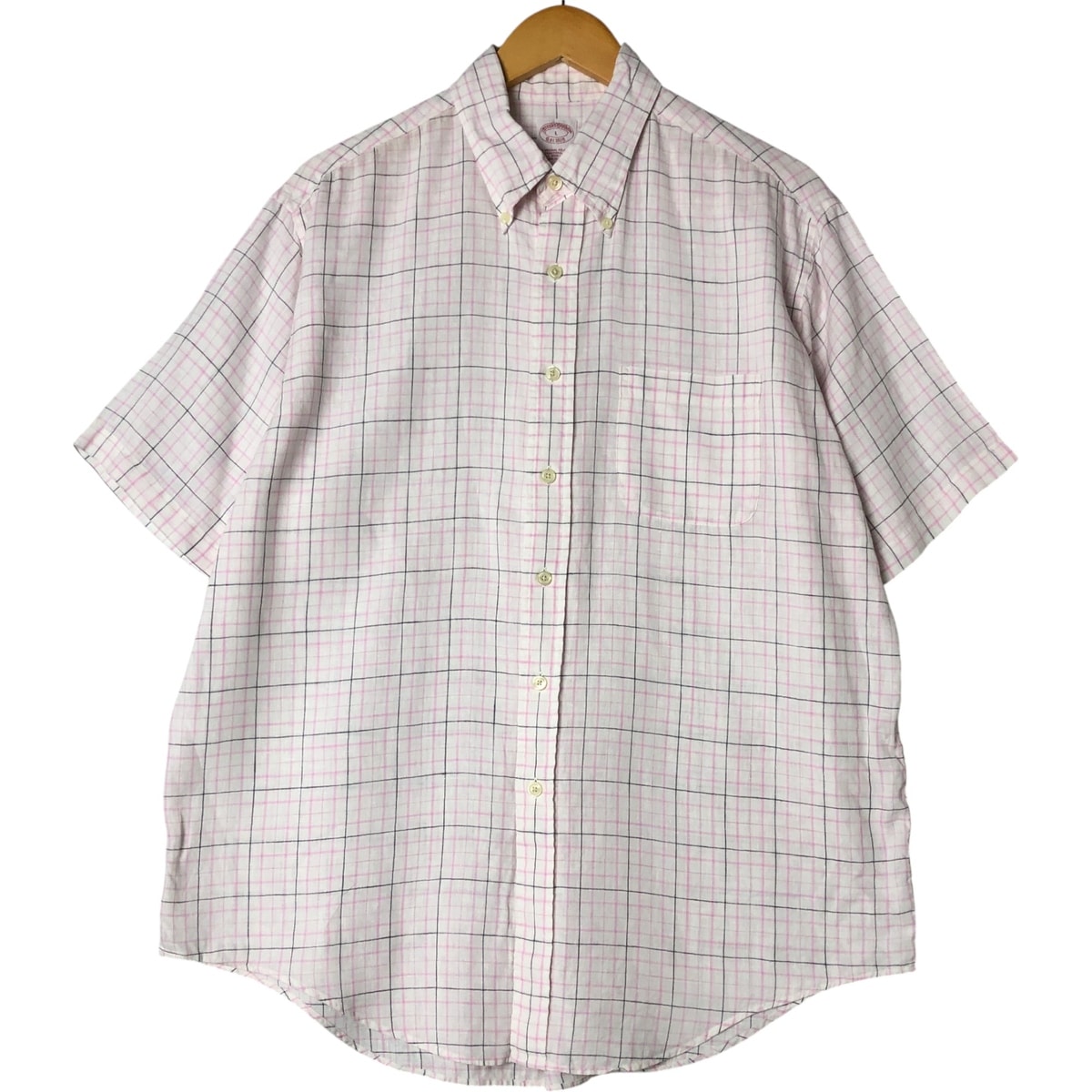 古着 ブルックスブラザーズ Brooks Brothers Est.1818 半袖 リネン ボタンダウンシャツ メンズL相当/eaa553249