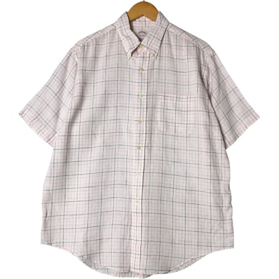 古着 ブルックスブラザーズ Brooks Brothers Est.1818 半袖 リネン ボタンダウンシャツ メンズL相当/eaa553249