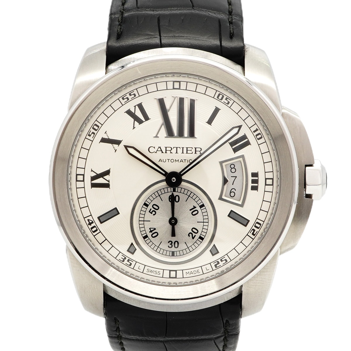 【6wdc0197】カルティエ カリブル W7100037 シルバー文字盤【中古】腕時計 メンズ