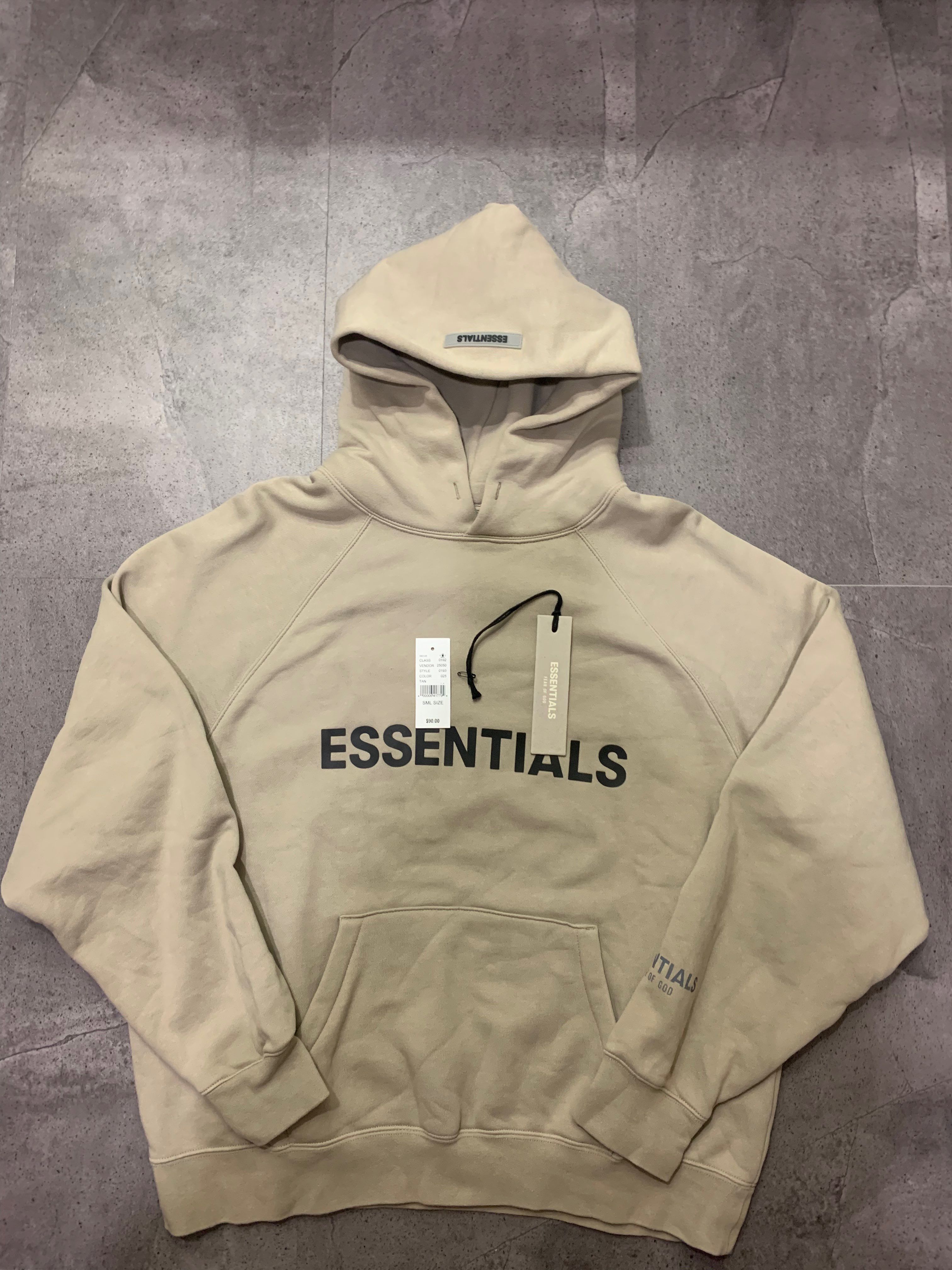 FEAR OF GOD ESSENTIALS 3D Silicon Applique Pullover Hoodie "Tan/String"