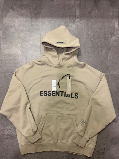 FEAR OF GOD ESSENTIALS 3D Silicon Applique Pullover Hoodie "Tan/String"