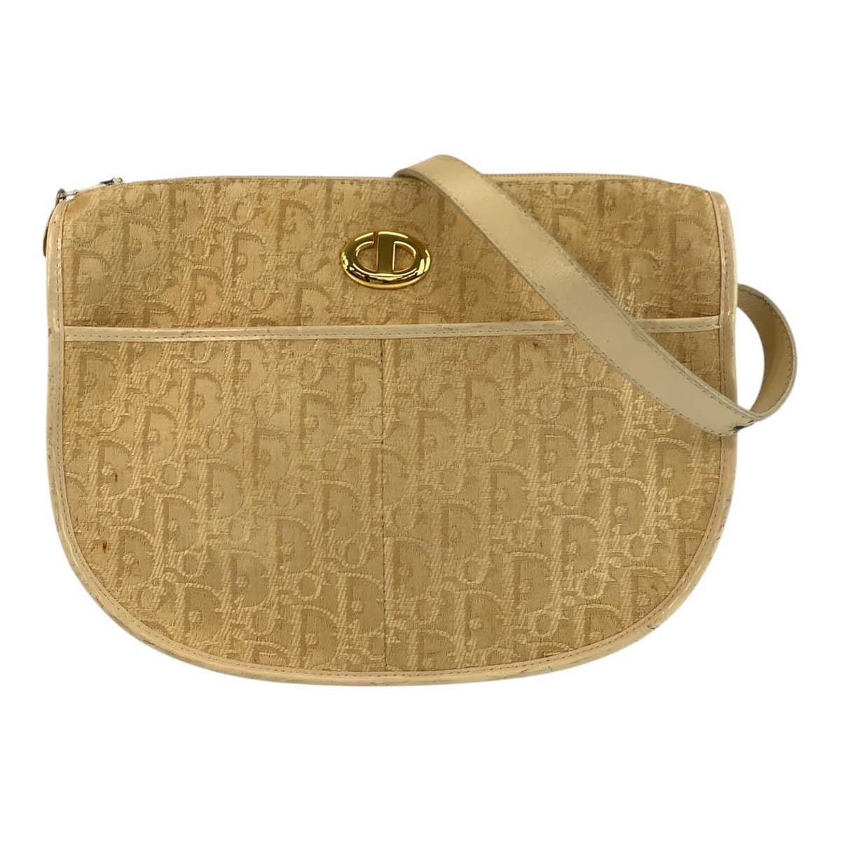 Christian Dior クリスチャンディオール ヴィンテージ トロッター ベージュ ゴールド金具 キャンバス レザー/ ショルダーバッグ ポシェット 600983 【中古】