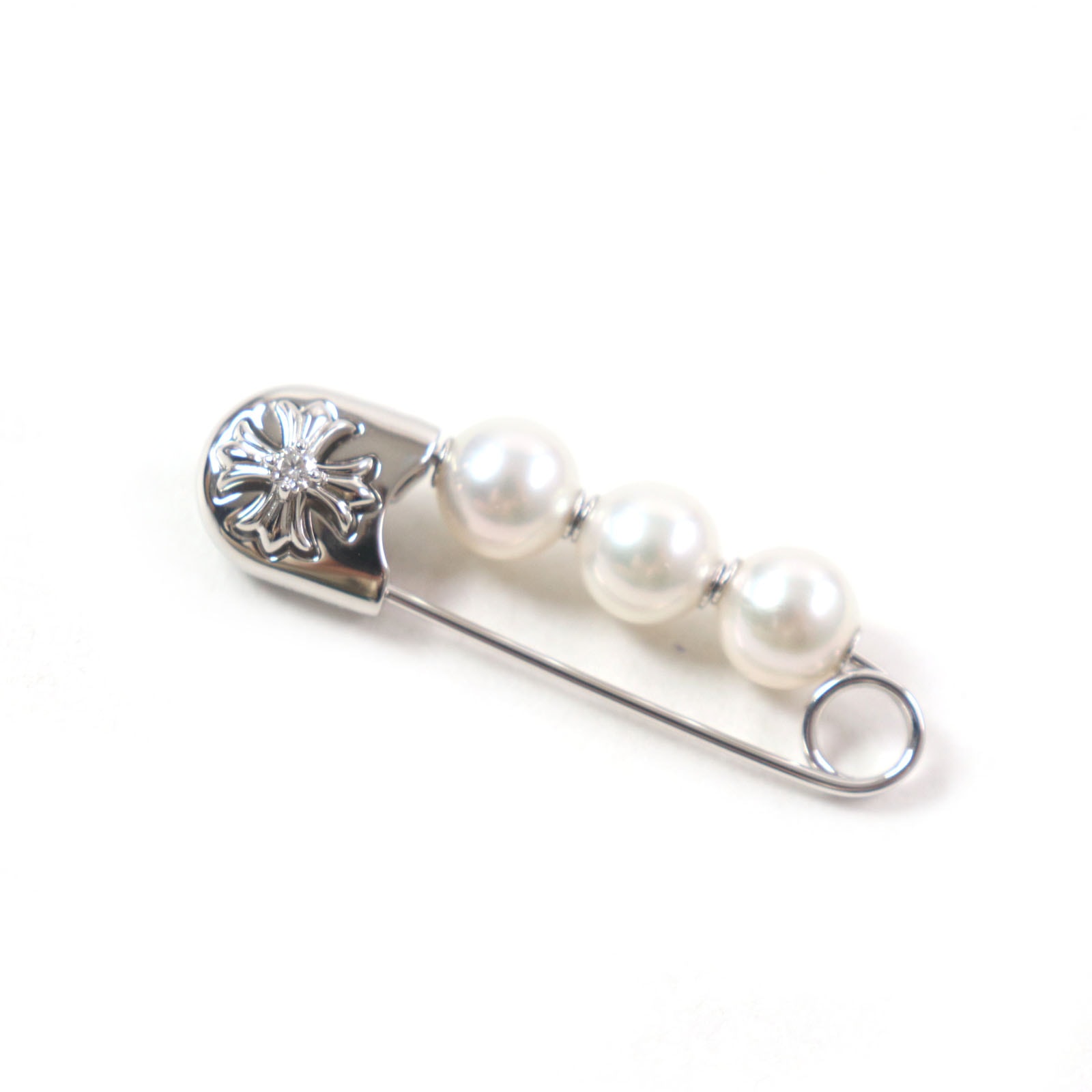 Chrome Hearts MIKIMOTO Pearl Pin Brooch "White Gold/Platinum"