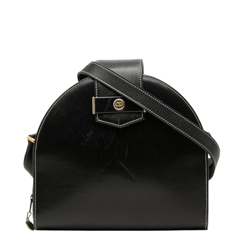 ディオール ヴィンテージ ハーフムーン ショルダーバッグ ブラック レザー レディース Dior 中古