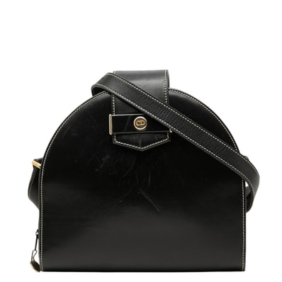 ディオール ヴィンテージ ハーフムーン ショルダーバッグ ブラック レザー レディース Dior 中古