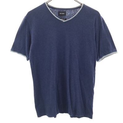 BEAMS ビームス 日本製 半袖 Vネック Tシャツ S ネイビー