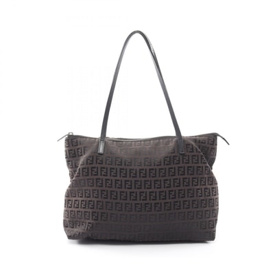 フェンディ FENDI ズッキーノ トートバッグ バッグ キャンバス レザー レディース ブラウン系 / ブラック系 8BH023 【中古】