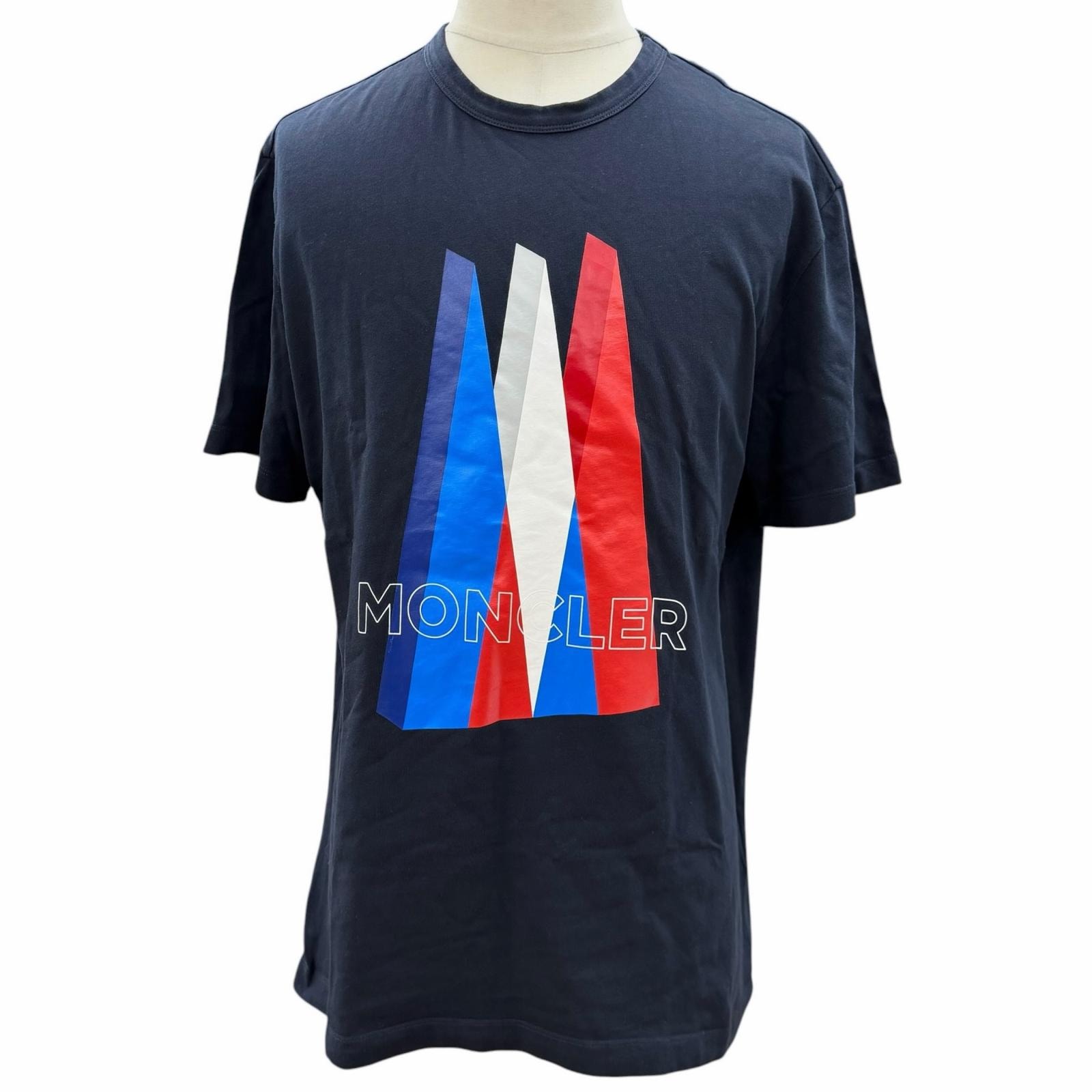 美品 モンクレール 半袖Tシャツ ネイビー メンズ L F20918C78410