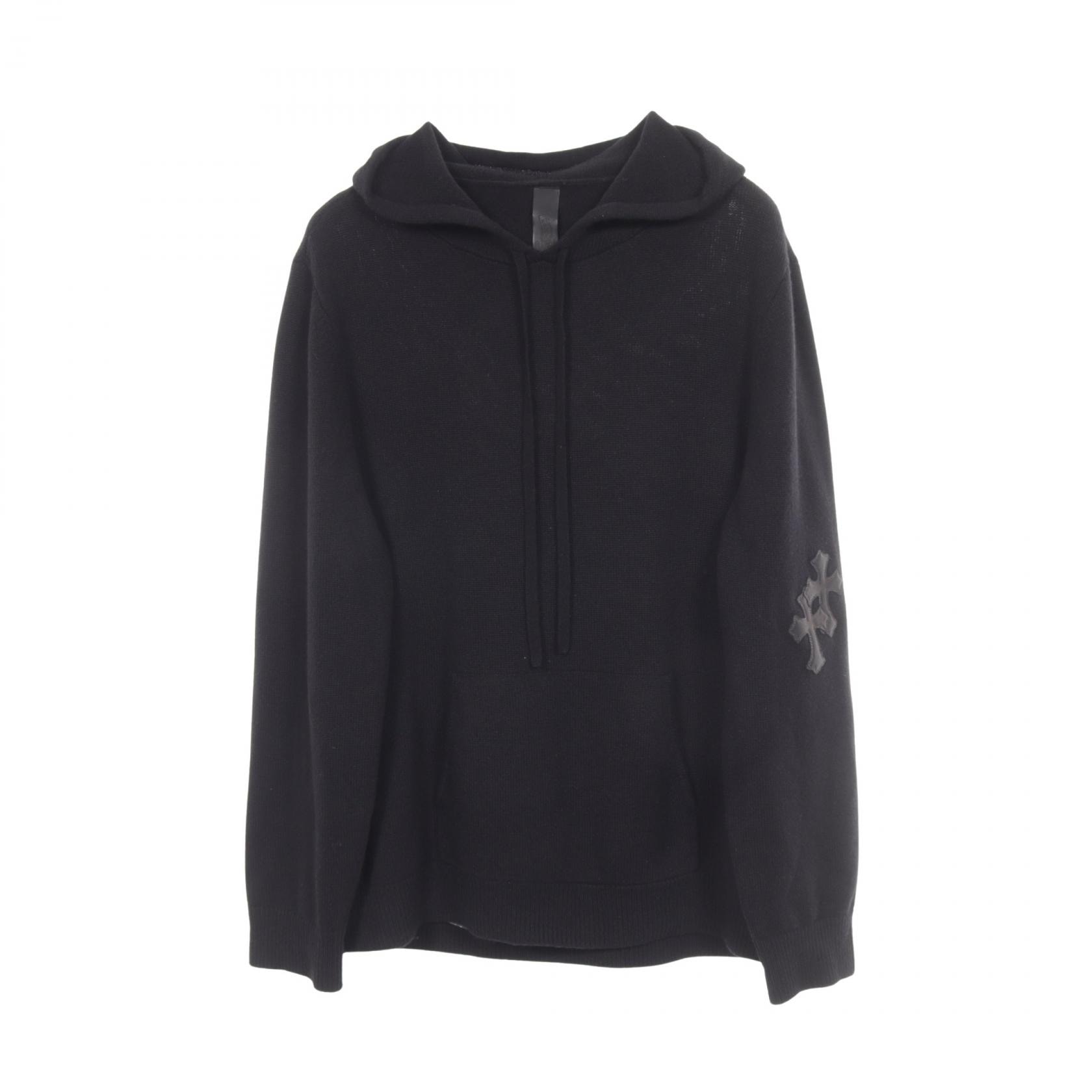 クロムハーツ CHROME HEARTS レザークロスパッチ パーカー 衣料品 トップス カシミヤ メンズ ブラック系 【中古】