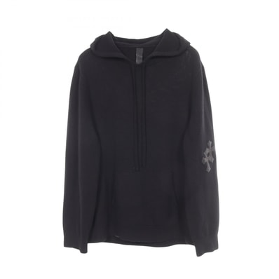 クロムハーツ CHROME HEARTS レザークロスパッチ パーカー 衣料品 トップス カシミヤ メンズ ブラック系 【中古】