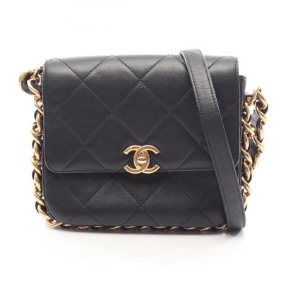 シャネル CHANEL マトラッセ スモール フラップ ショルダーバッグ バッグ ラムスキン(羊革) レディース ブラック系 AS2831 【中古】