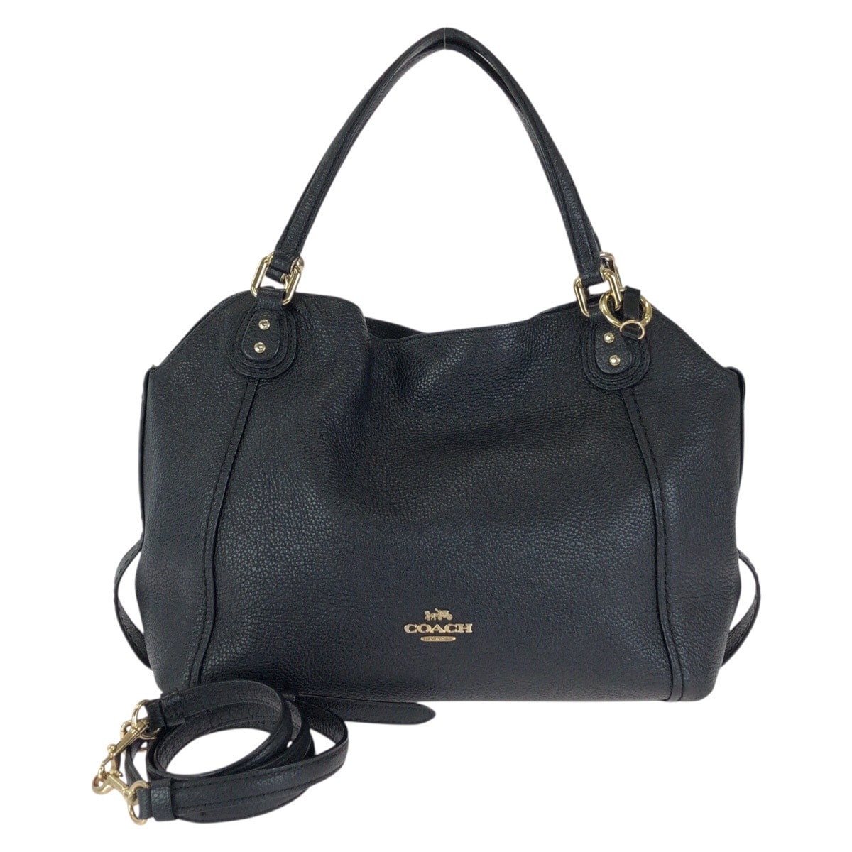 美品 COACH コーチ イーディー 2way ブラック 黒 ゴールド金具 レザー トートバッグ ショルダーバッグ 602652 【中古】