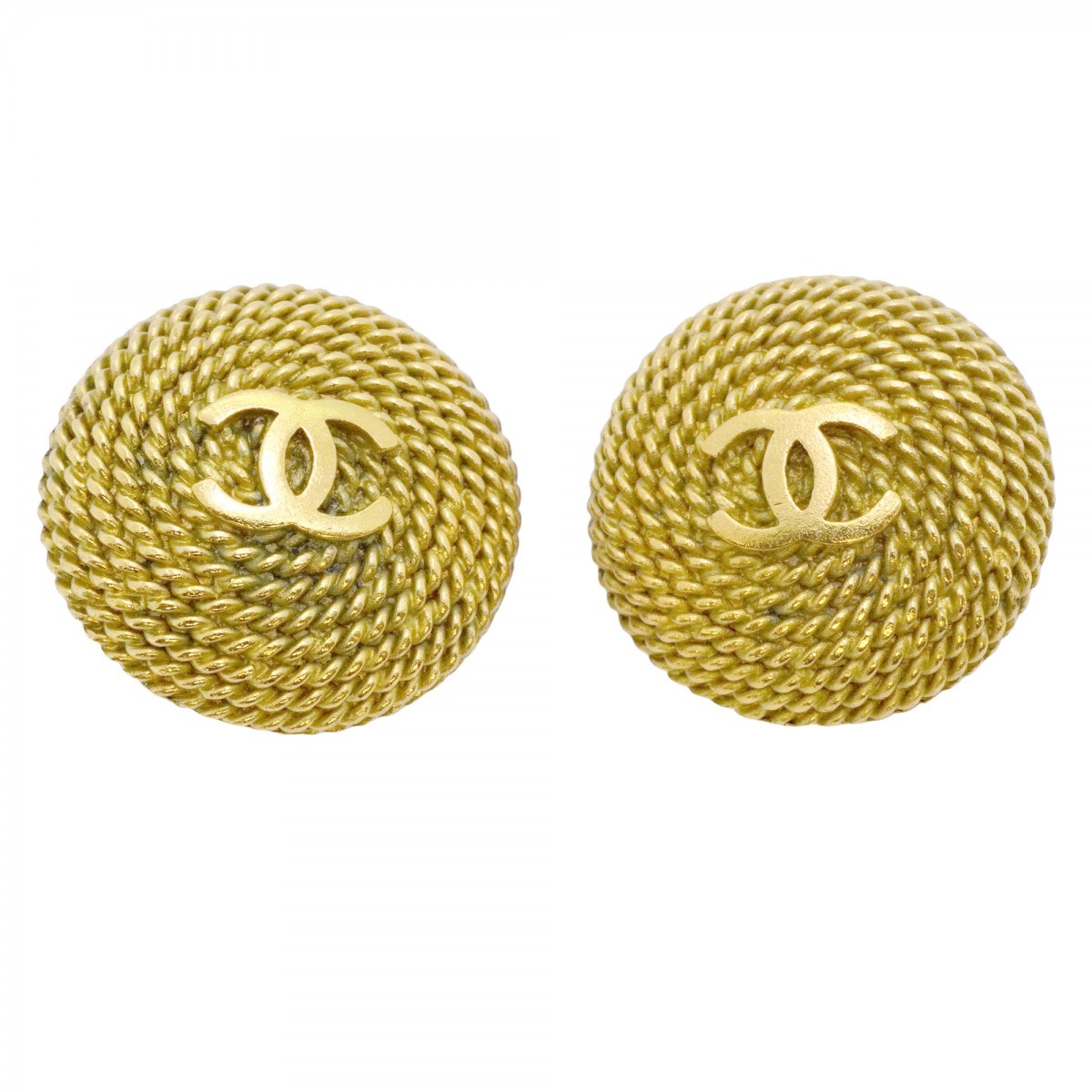 【6jcb0908-k】シャネル イヤリング ヴィンテージ ココマーク 丸型 サークル GPメッキ ゴールド【中古】レディース