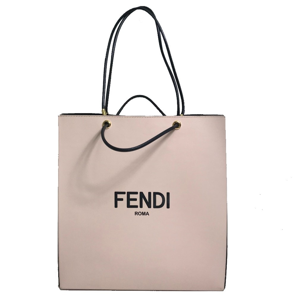 フェンディ FENDI ショッピングバッグ 8BH383 ショルダーバッグ 肩掛け カバン ミディアム トートバッグ レザー ピンクベージュ ライトピンク 美品