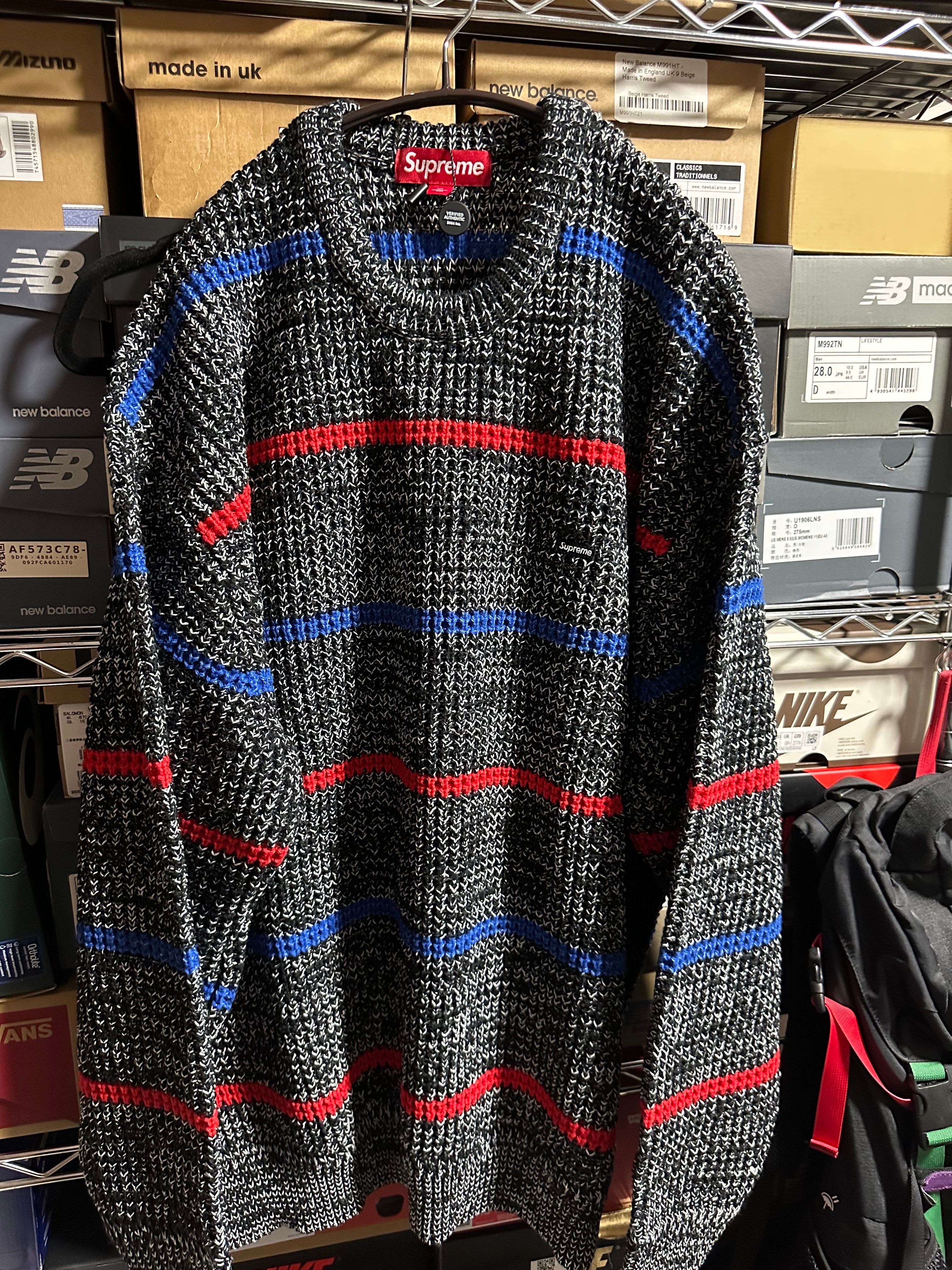 Supreme Waffle Small Box Sweater "Stripe Melange"