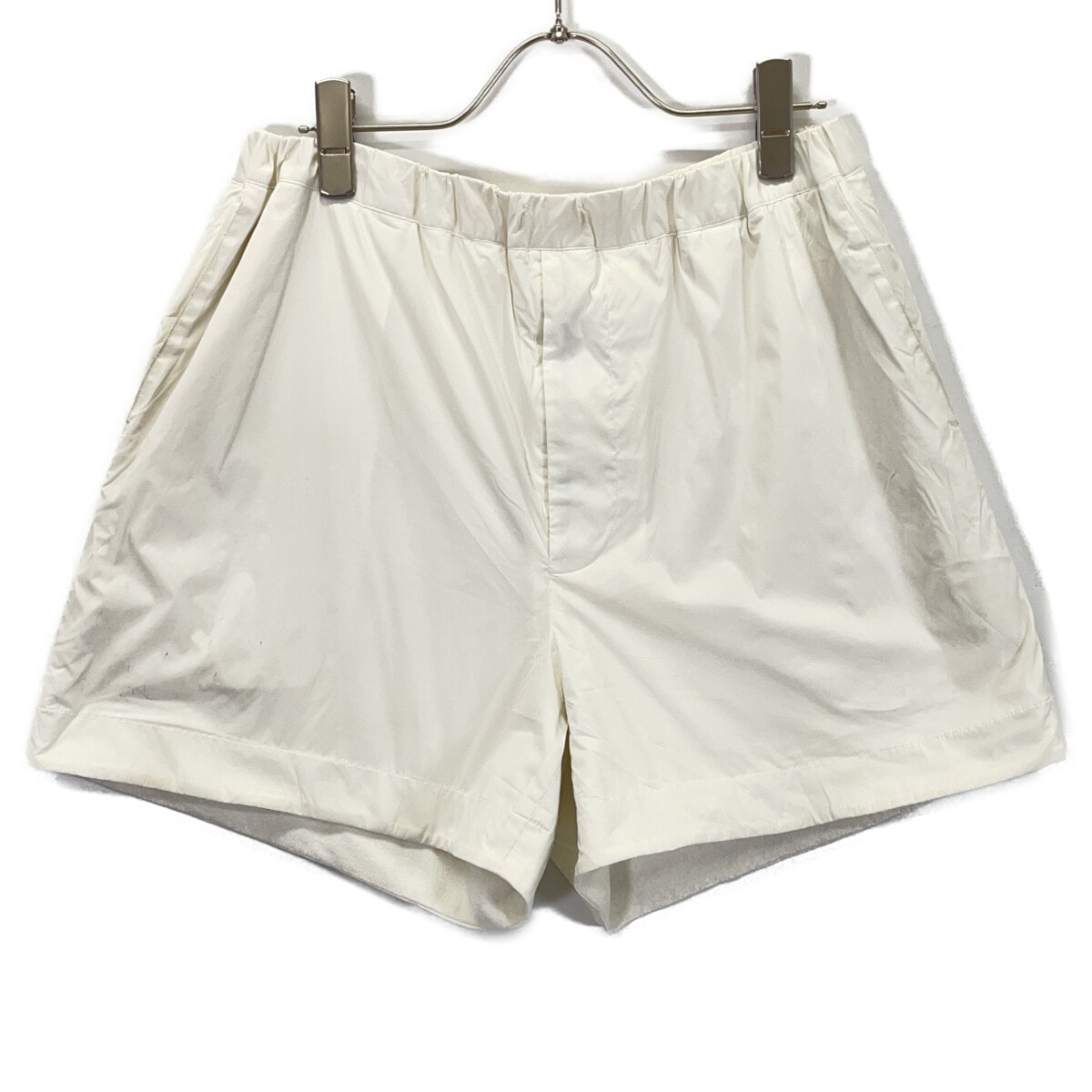 オーラリー ホワイト コットン ショーツ TERRY LINED LIGHT NYLON EASY SHORTS
