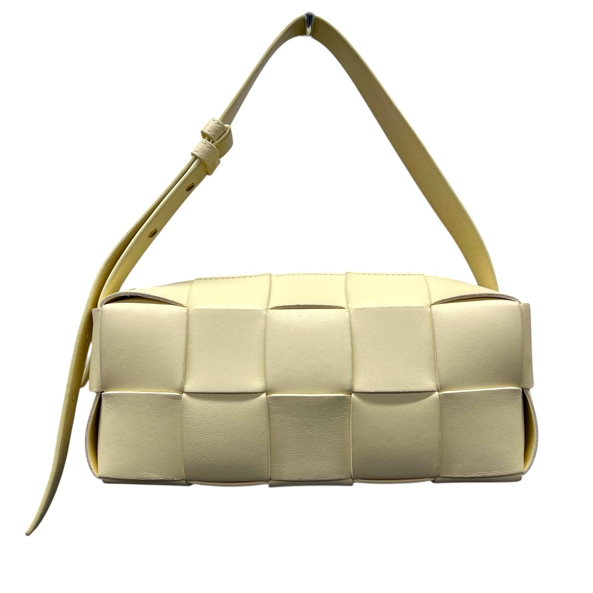 BOTTEGA VENETA 極美品 ボッテガヴェネタ スモール ブリック カセット ショルダーバッグ 729166 レザー アイボリー ワンショルダーバッグ ハンドバッグ RFID確認済 Aランク 中古 鑑定済 ボッテガバッグ