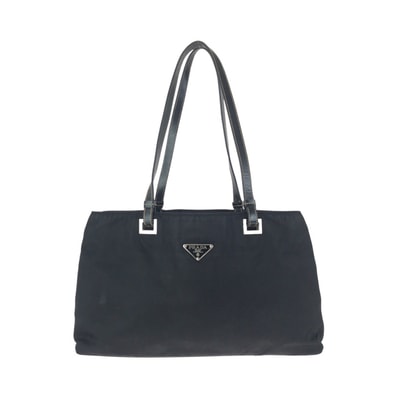 PRADA プラダ テスート 三角ロゴプレート ブラック 黒 シルバー金具 ナイロン レザー/ ショルダーバッグ ハンドバッグ 602309 【中古】