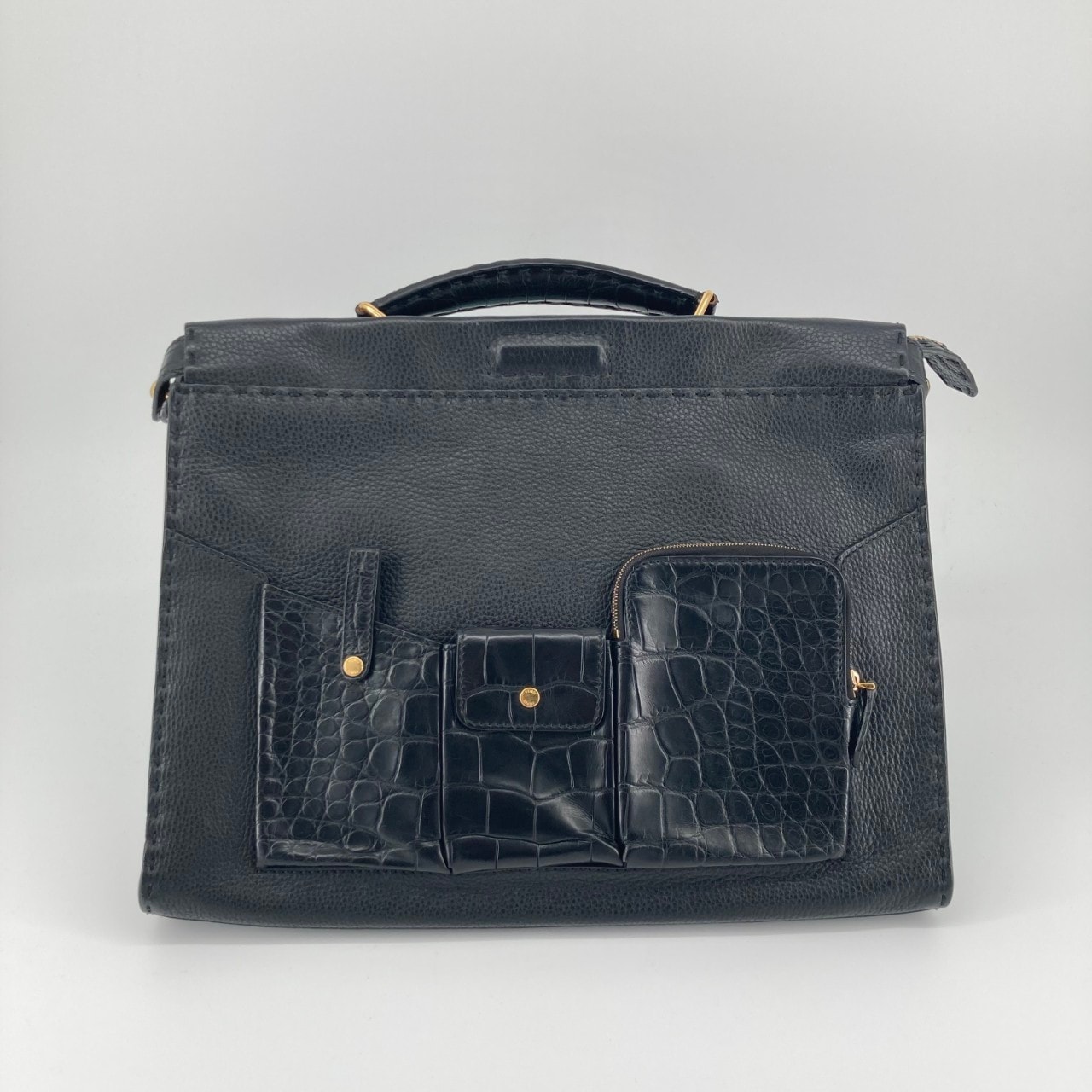 FENDI(フェンディ) ピーカブー フィット 7VA406 ビジネスバッグ ブラック×ゴールド