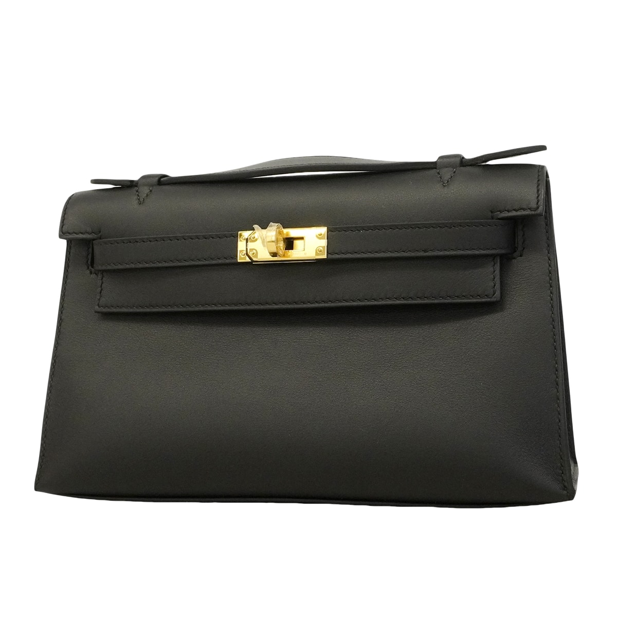 【6gd5310-g】エルメス ハンドバッグ ポシェットケリー スイフト ブラック ゴールド金具 Z刻印【中古】レディース