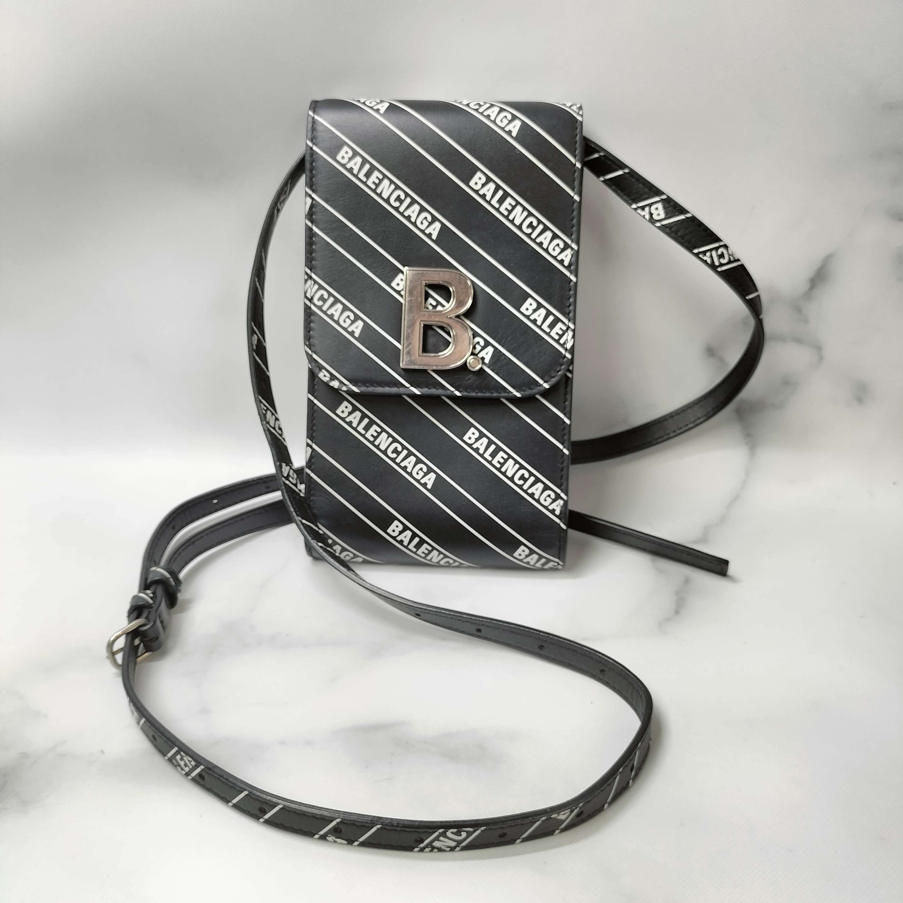 BALENCIAGA B Leather Mini Bag "Black"