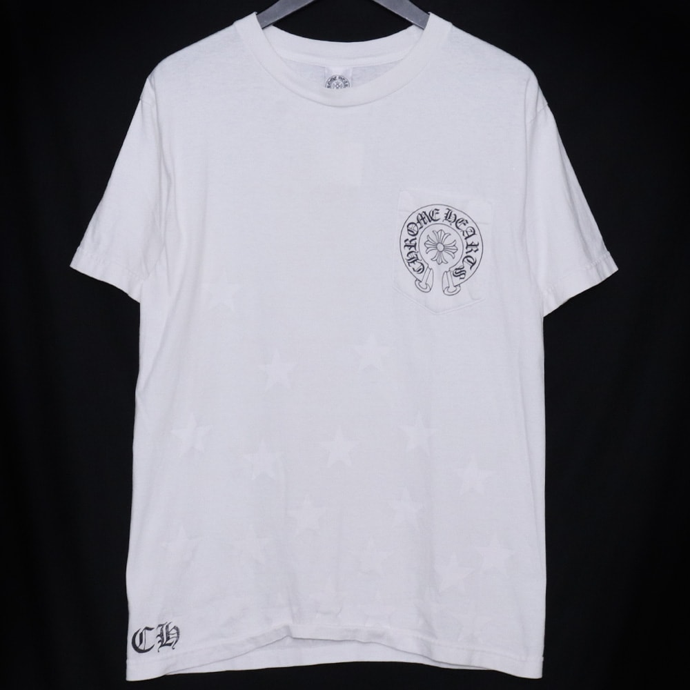 CHROME HEARTS オールド スクロールラベル スタープリント ポケットTシャツ