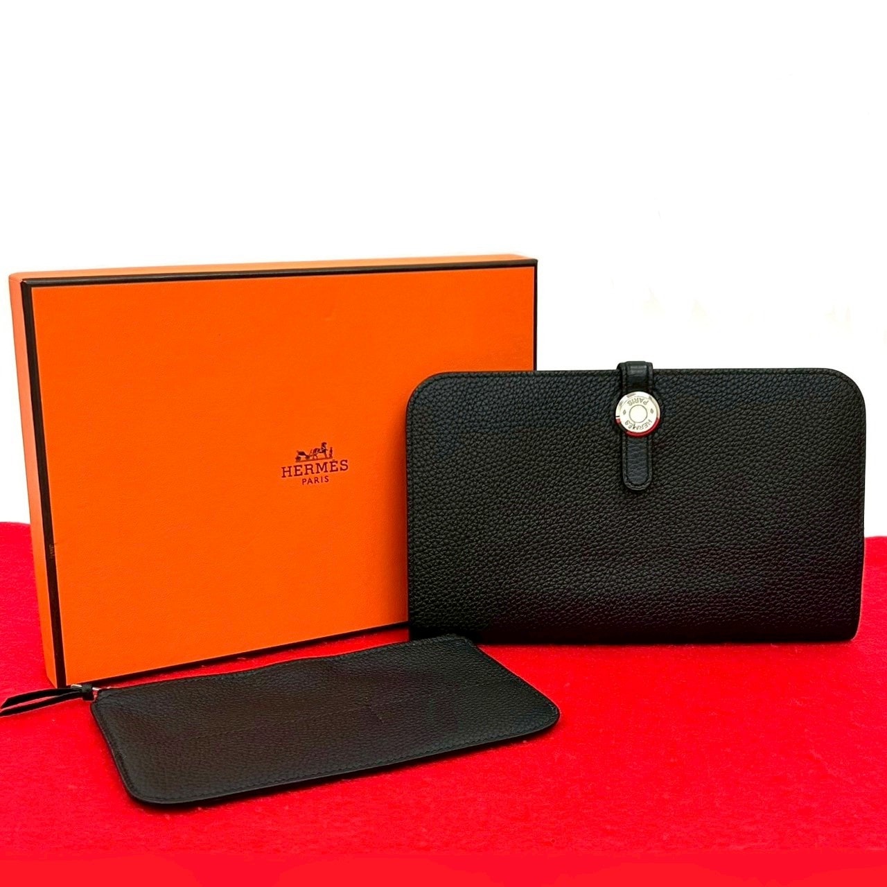 HERMES エルメス ドゴン GM トゴ 二つ折り財布 ブラック
 40245