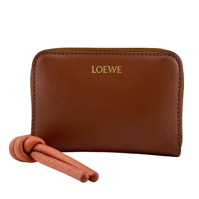 ロエベ LOEWE コインケース ノット ジップ ラウンドファスナー ブラウン