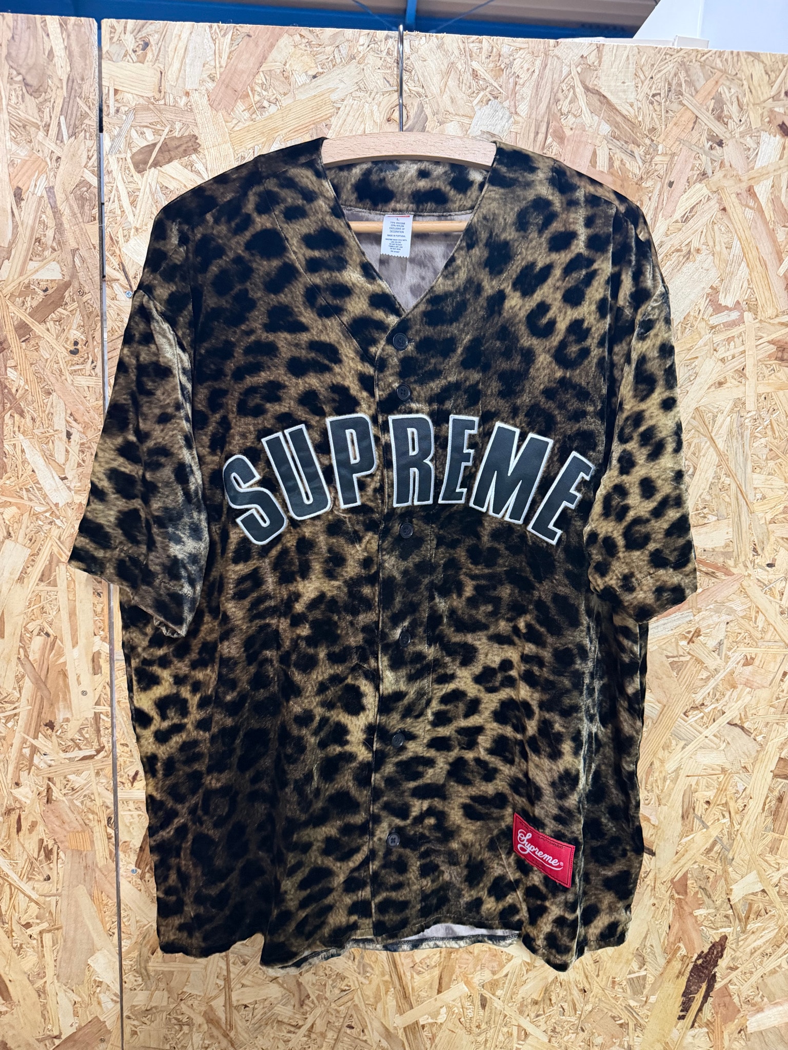 Supreme Velvet Baseball Jersey "Leopard"