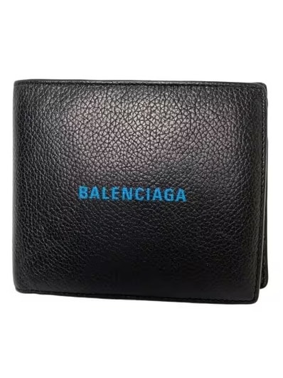 BALENCIAGA Cash Square Folded Coin Wallet Japan Exclusive "Black/Sky Blue"
