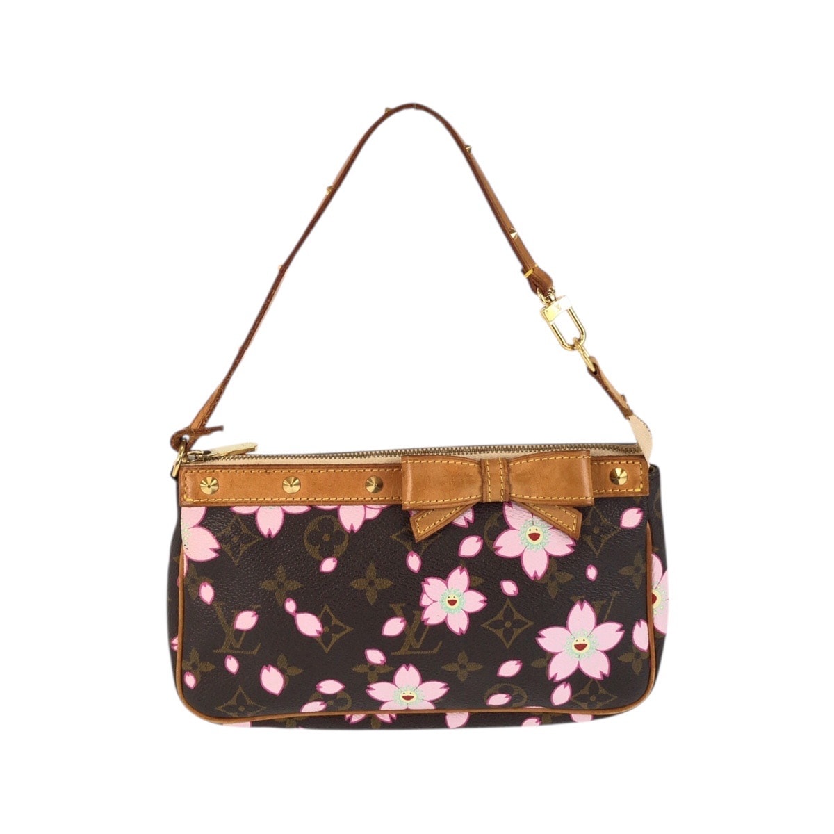 LOUIS VUITTON ルイヴィトン モノグラム・チェリー ポシェット・アクセソワール ブラウン キャメル ピンク レザー PVC/ ショルダーバッグ アクセサリーポーチ 600880 【中古】